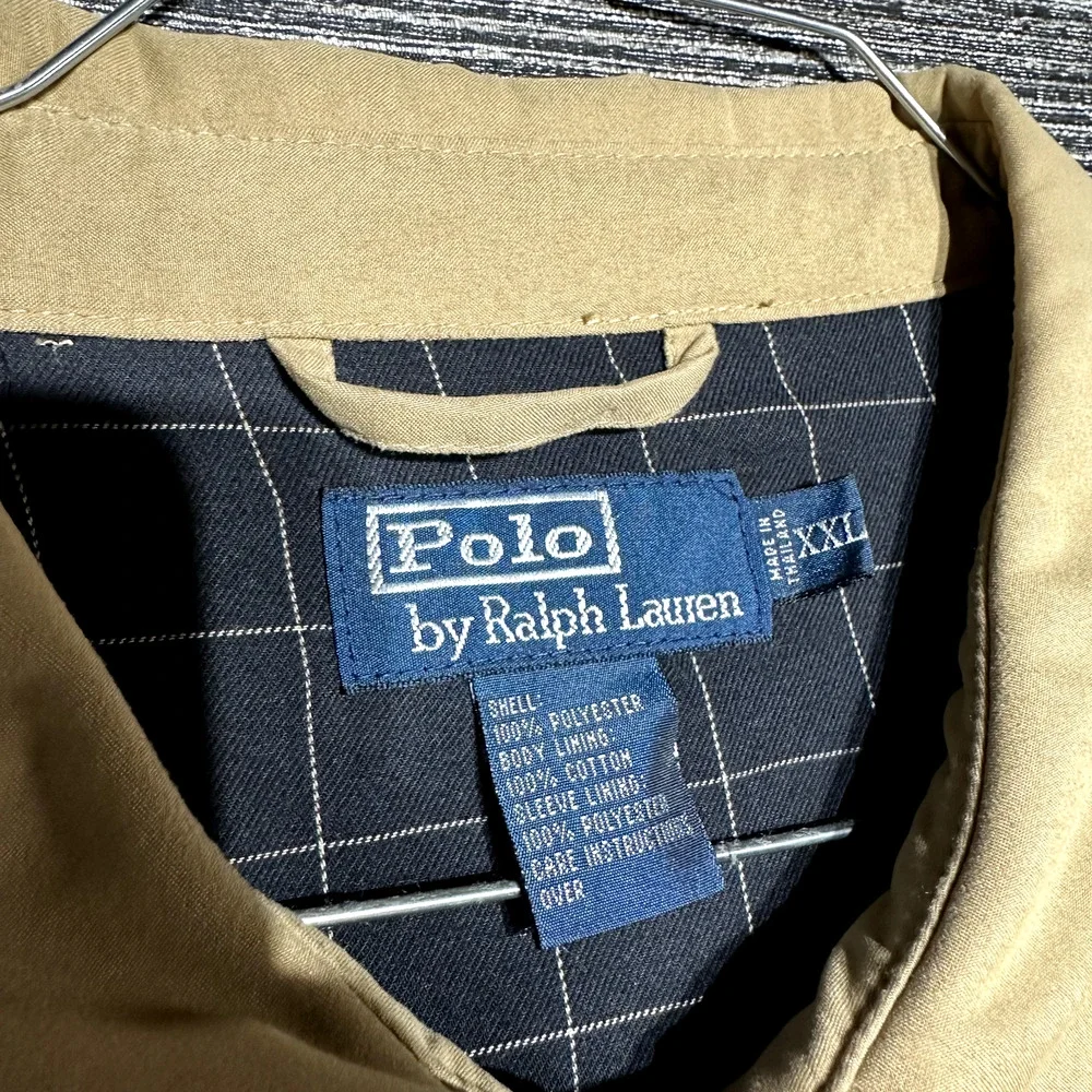 Polo by Ralph Lauren Jacket Men's 2XL Khaki Camel Brown Zip Lined Loop Collar